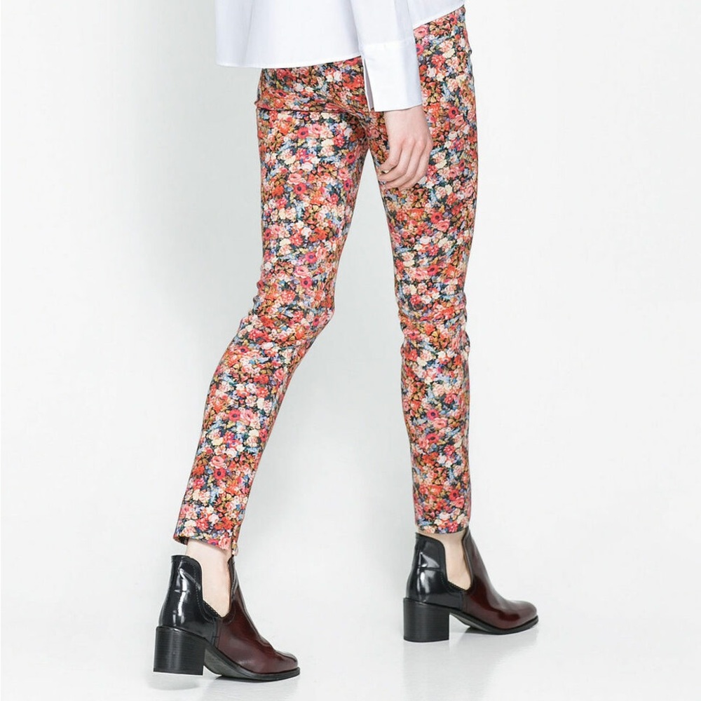 Zara floral neoprene pants